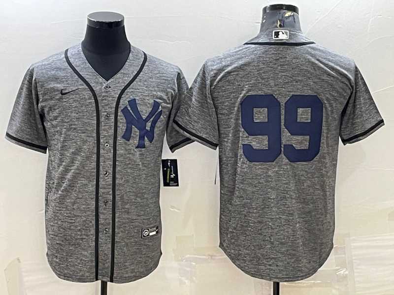 Mens New York Yankees #99 Aaron Judgey No Name Grey Gridiron Cool Base Stitched Jerseys->new york yankees->MLB Jersey
